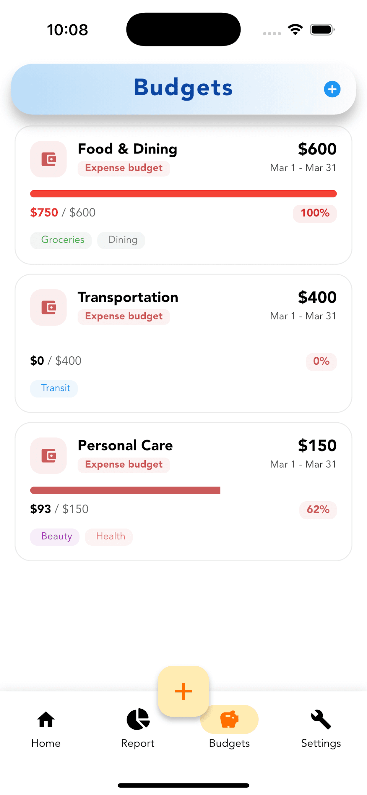 Cashvelope budgets