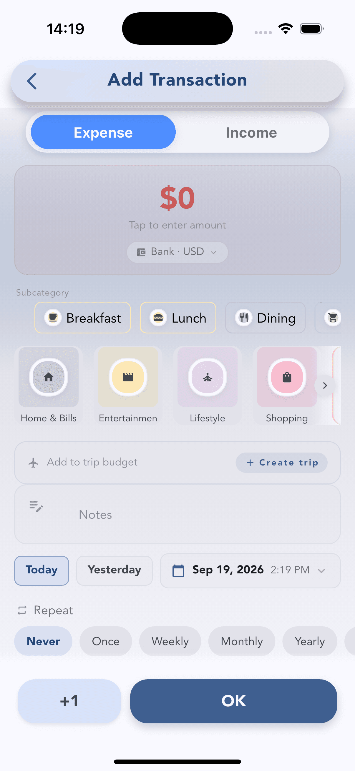 Cashvelope add transaction