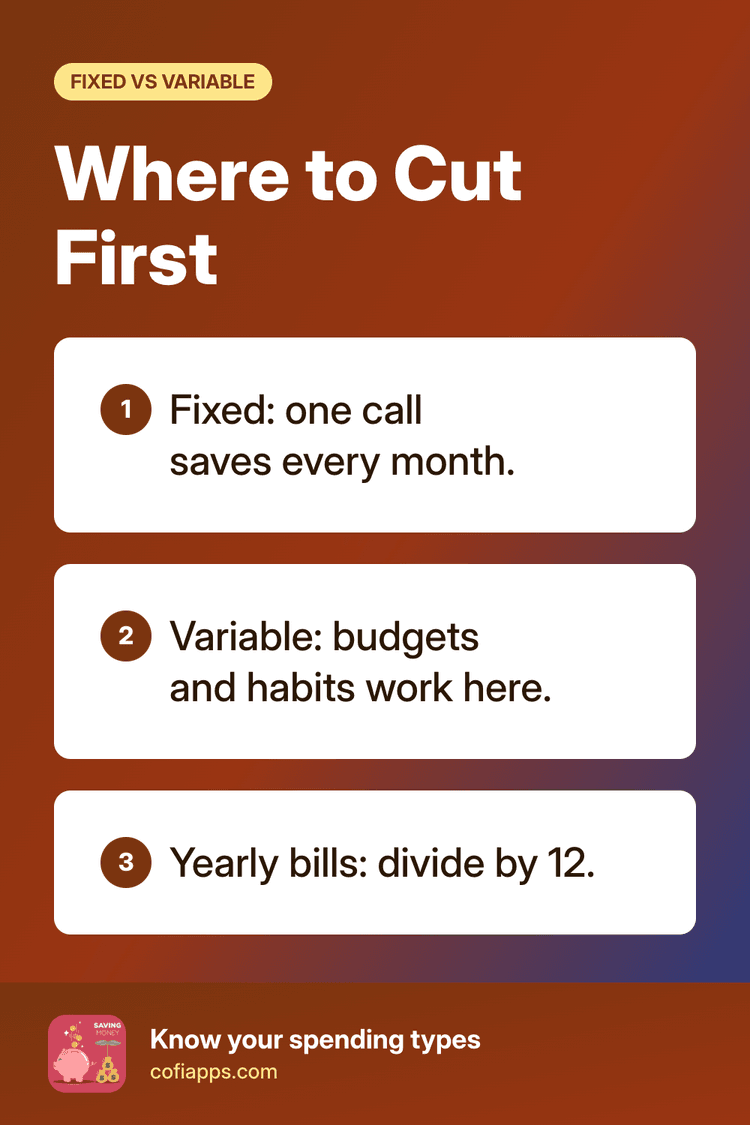 Fixed, variable and yearly expenses: where to cut first