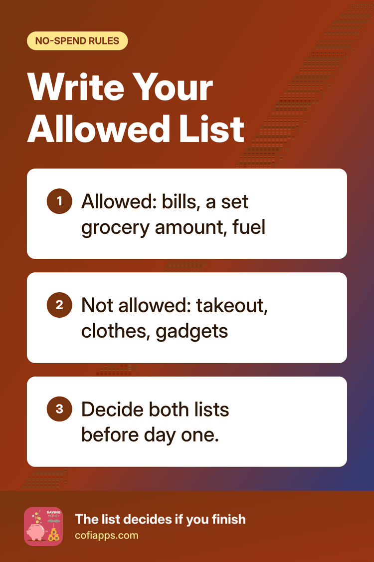 No-spend challenge: write your allowed list first