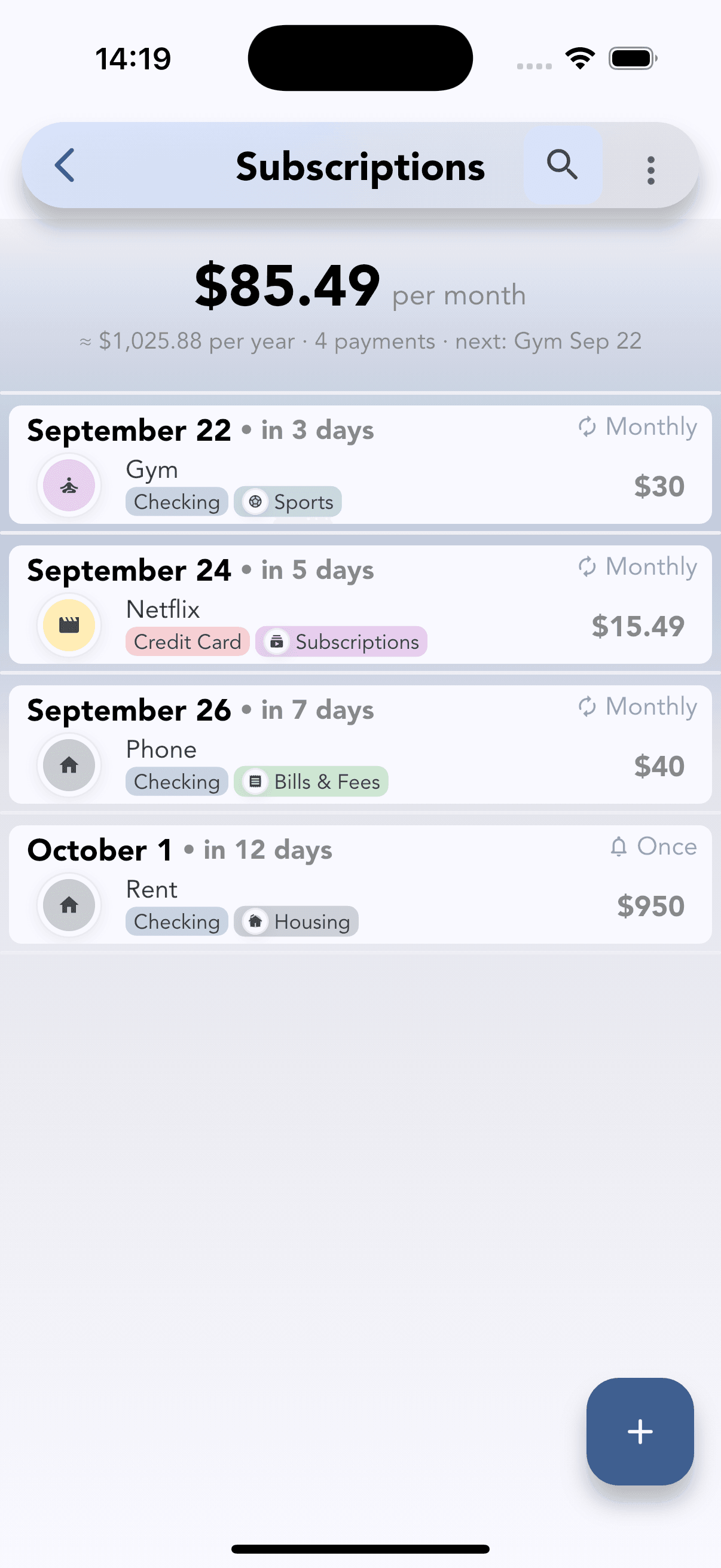Cashvelope subscription tracker